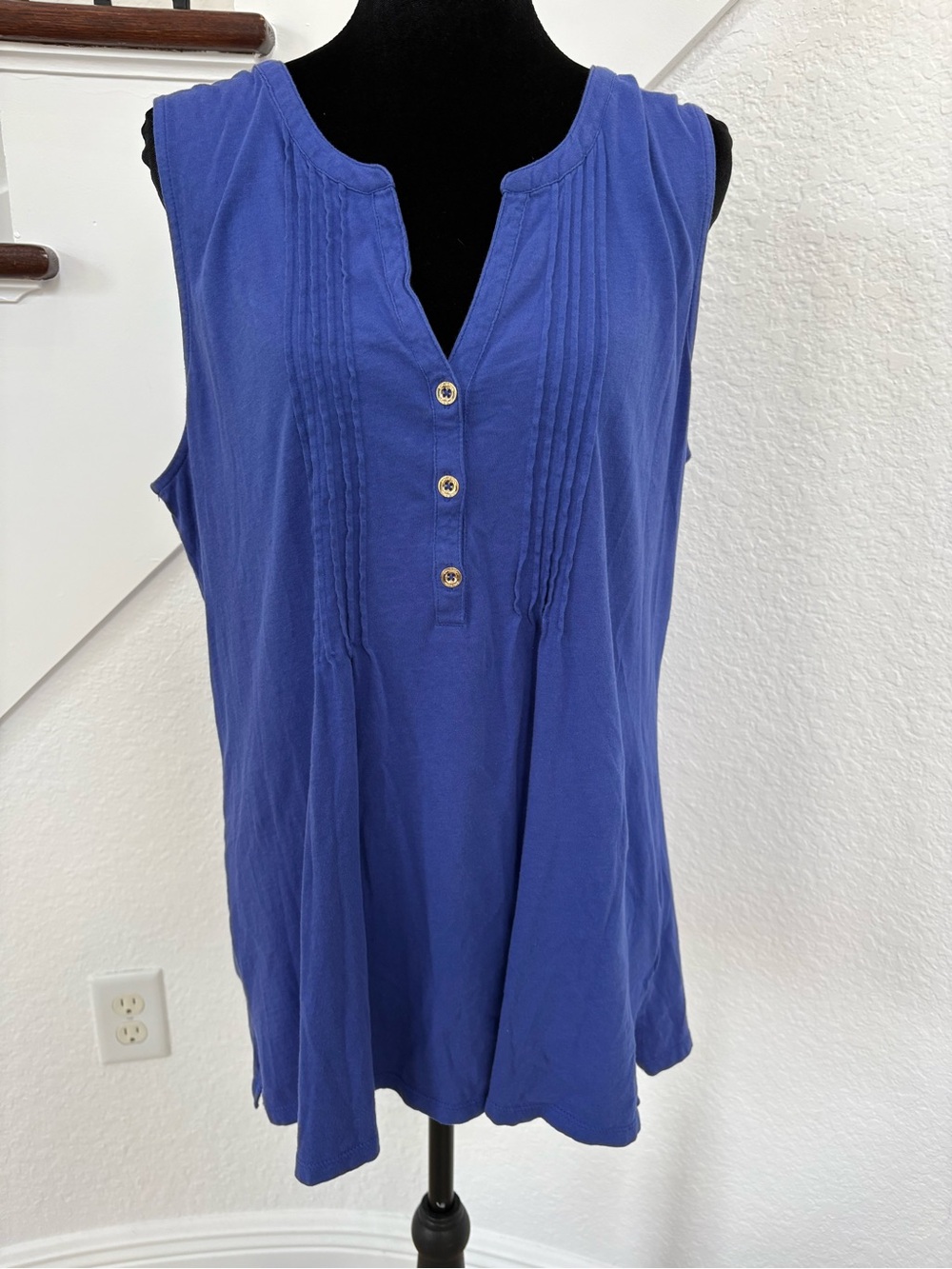 Lilly Pulitzer Sleeveless Pintuck Tank - Cobalt Blue